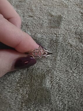 Sterling Silver Womens Lotus Ring Size 10.5 See Pics For Size